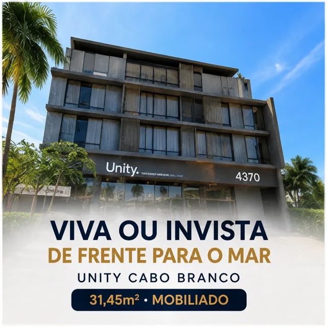 Unity Cabo Branco! Flat todo mobiliado com 31 m² na beira-mar da praia
