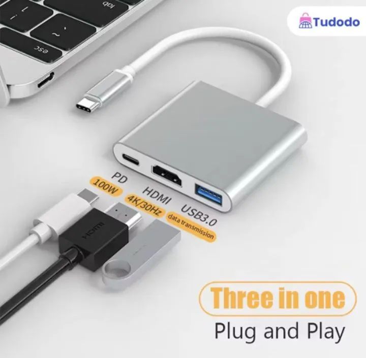 Adaptador. 3 em 1 Tipo C, HDMI, USB... - Foto 2