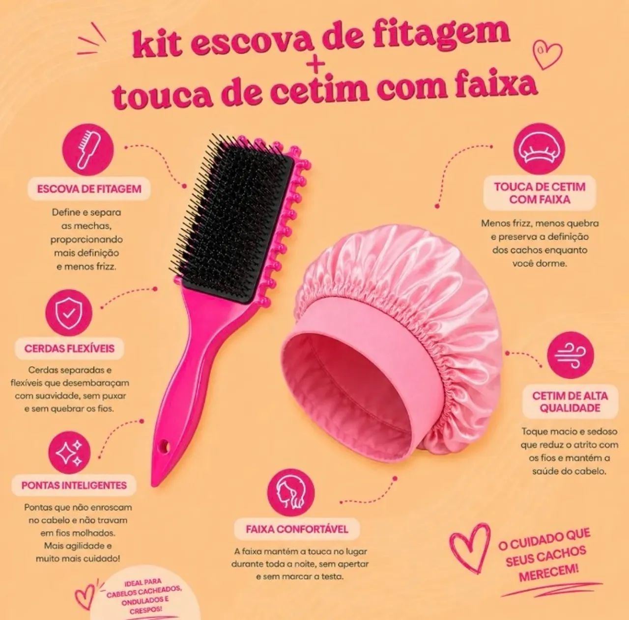Toca de cetim + escova de cabelo  - Foto 2