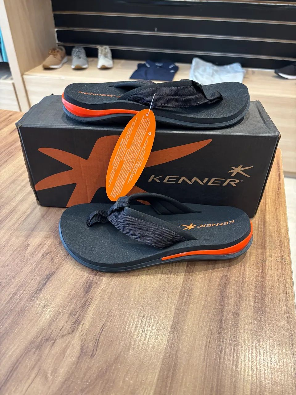 Sandália Kenner Action Gel Original - Preta com Laranja - Nova 