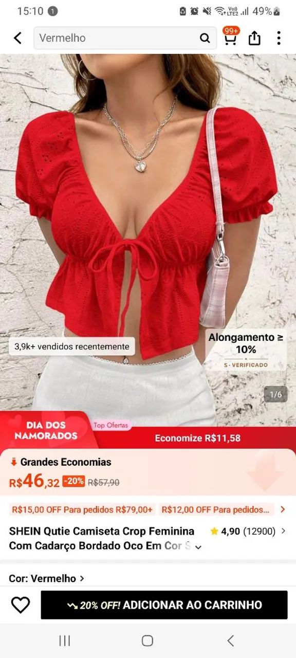 Blusa vermelha camponesa