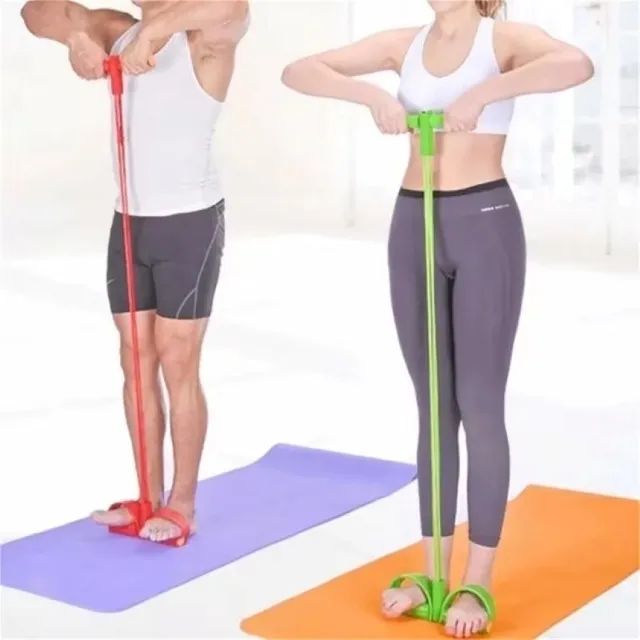 EXTENSOR ELÁTICO DE 4 CORDAS, PARA EXECÍCIOS EM CASA, NAS CORES ROXO E ROSA.  - Foto 2