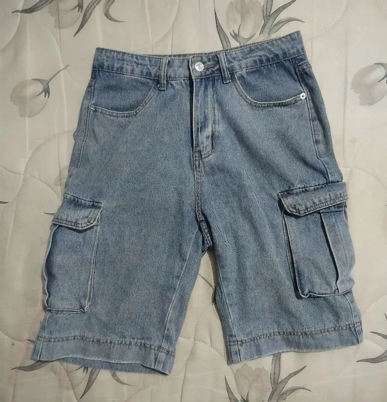 bermuda jeans shein cargo azul