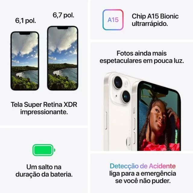 Apple iPhone 14 (128 GB) - Azul (Novo) Lacrado e NF da Amazon. - Foto 4
