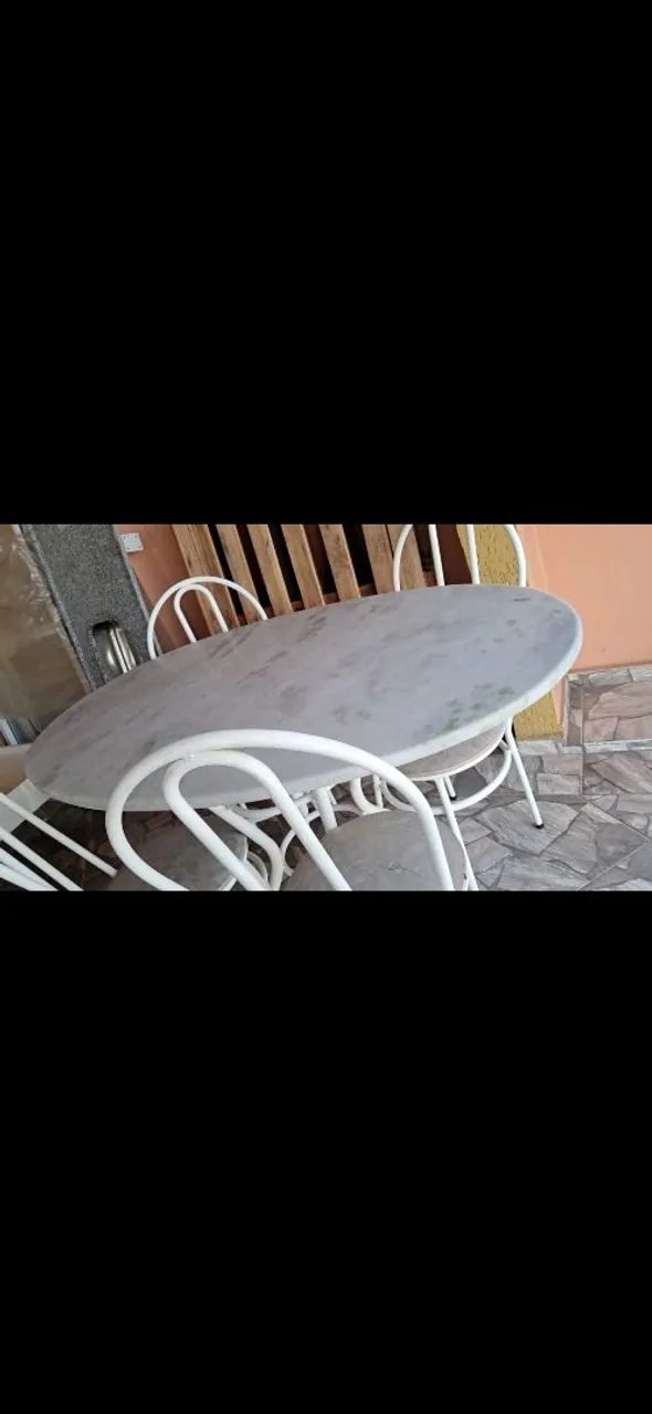 Mesa de mármore branca oval - Foto 2