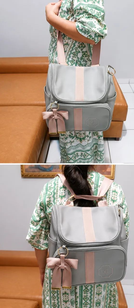 Kit Bolsas Maternidade em Couro Sintético Sob Medida - Grande + Térmica - Estado de Nova - Foto 3