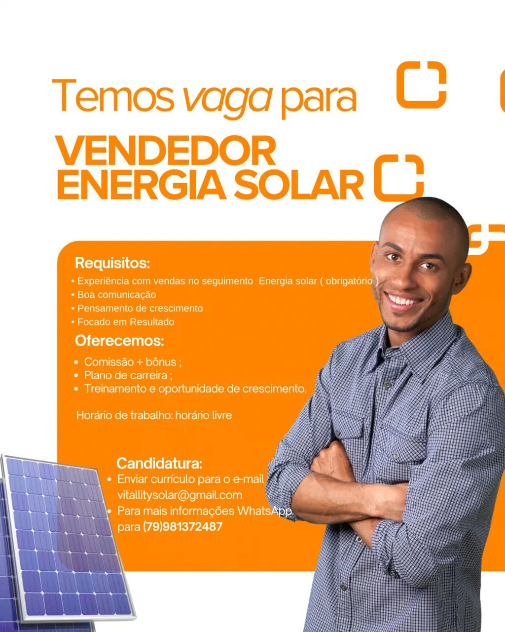 Vaga vendedor energia solar 