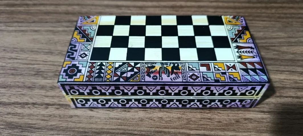 Mini Tabuleiro de Xadrez artesanal peruano  - Foto 3