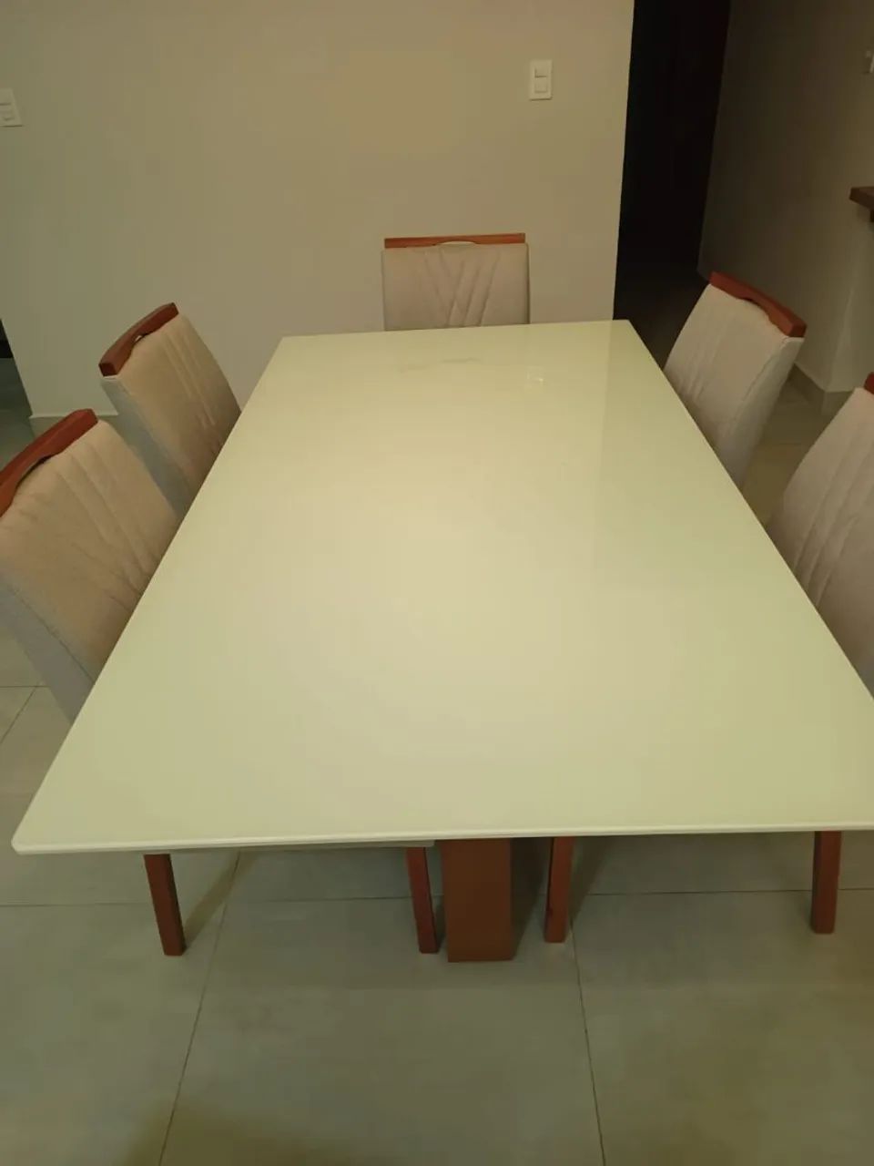 Jogo de mesa com 8 cadeuras, linho cinza claro - Foto 4
