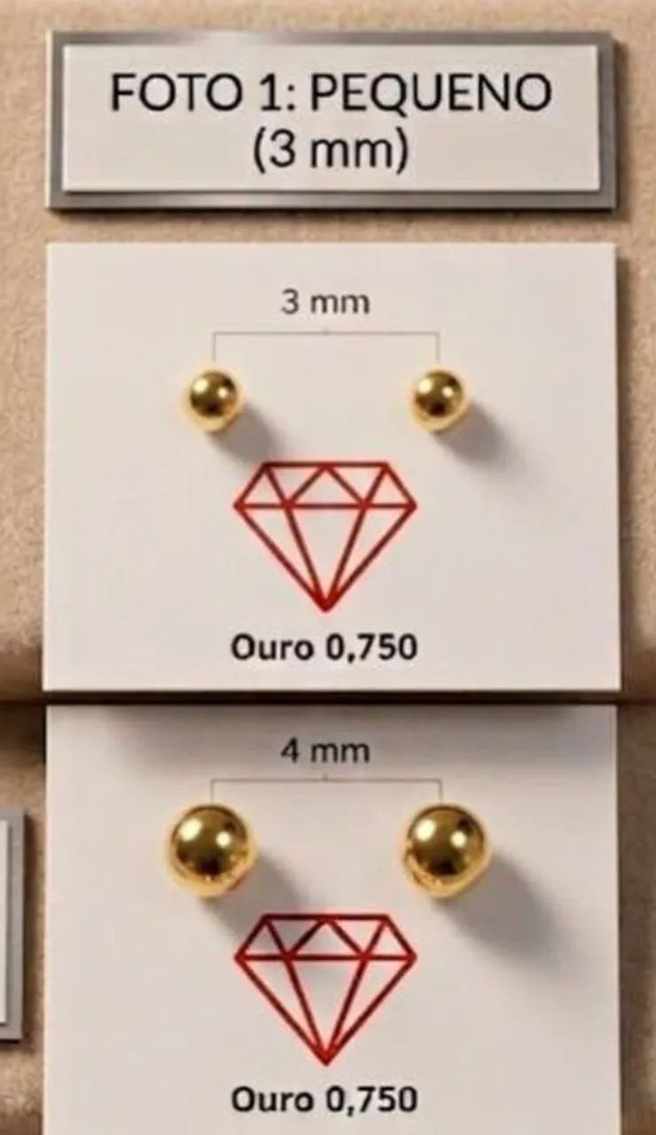 Brinco de bolinha de ouro 18k 