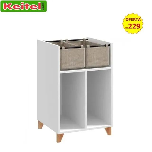 Buffet Multiuso Com Nicho e 2 Cestos 47 Cm Drink Cor Branco - 1004