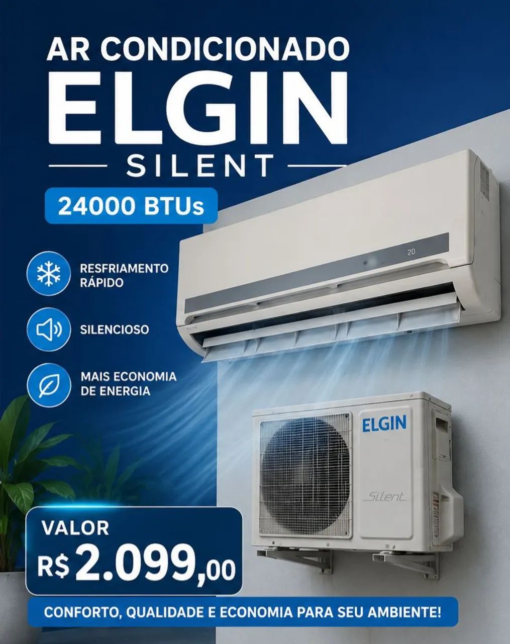 Ar condicionado Elgin silent split 24.000BTus