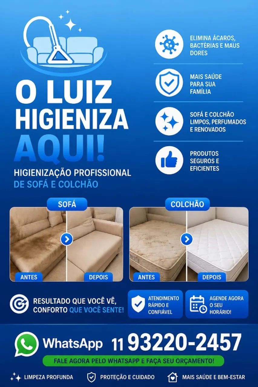 higienização de Sofa, Colchões etc...