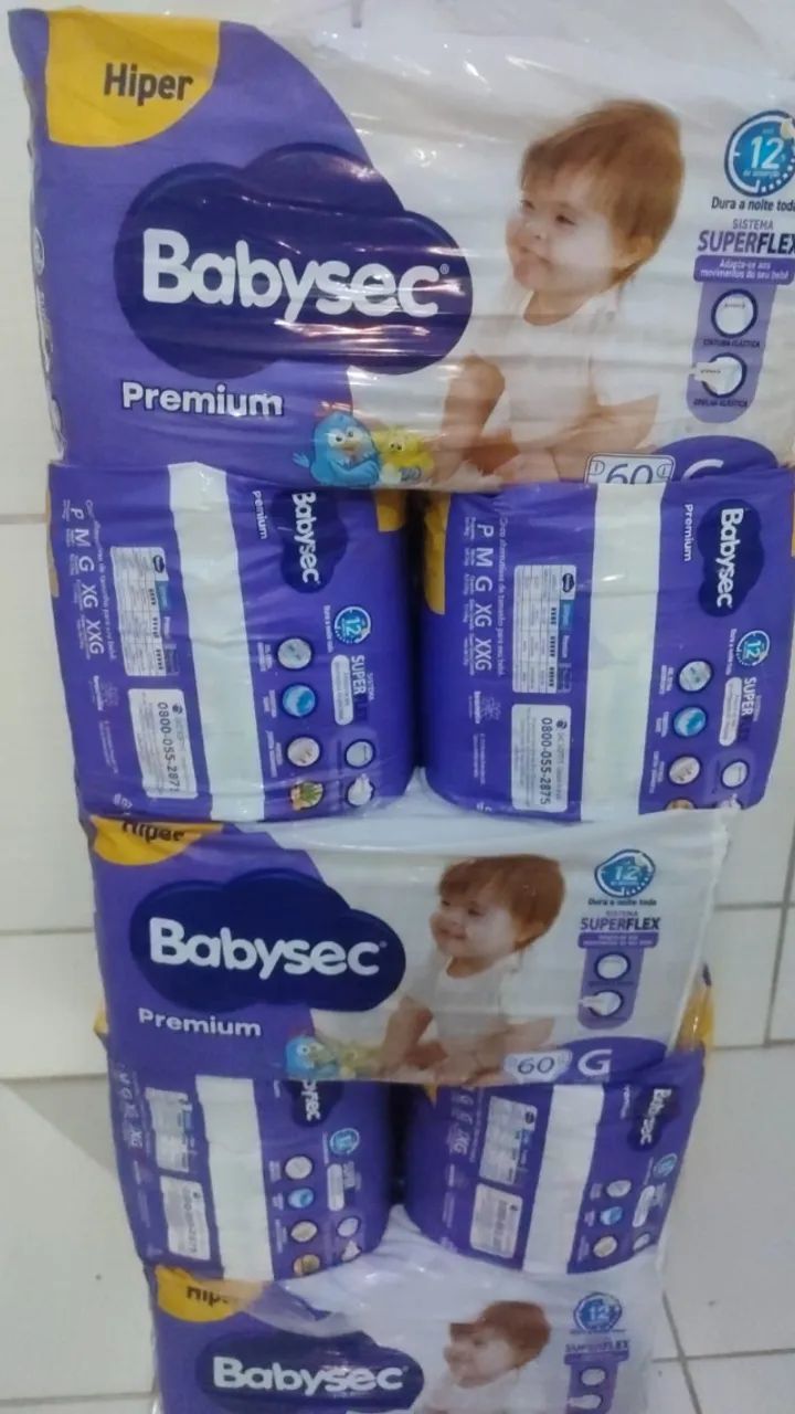 Fralda Babysec Premium Hiper G ? Pacote com 60 unidades