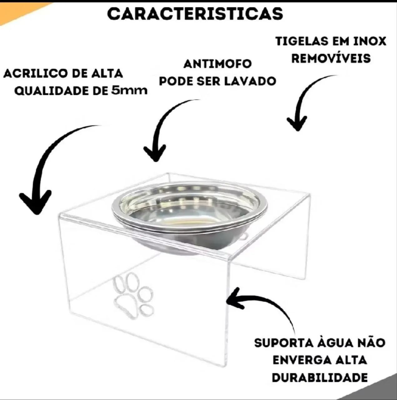 Comedouro inox e acrílico para cães e gatos - Foto 4