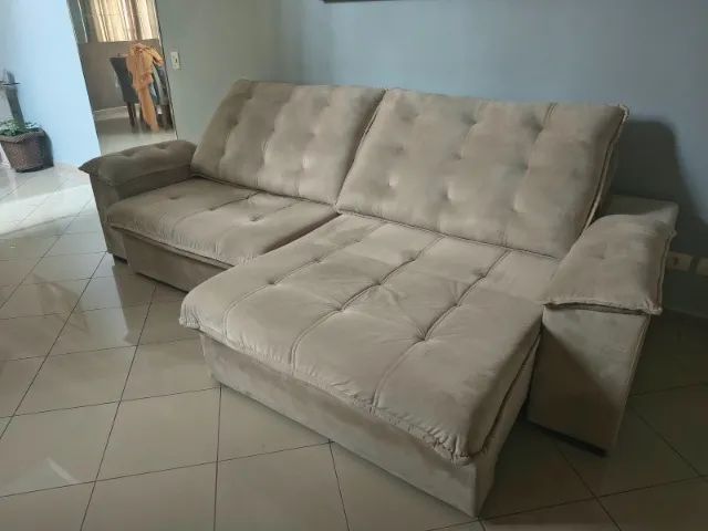 Sofá Estofado Imperial Luxo 3,00 m Bege