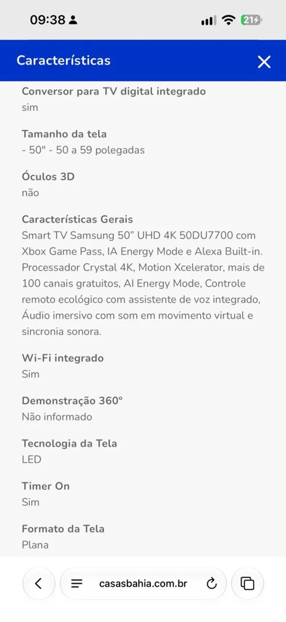 VENDO TV SAMSUNG 50 polegadas UHD 4K Tudo em 1  - Foto 4