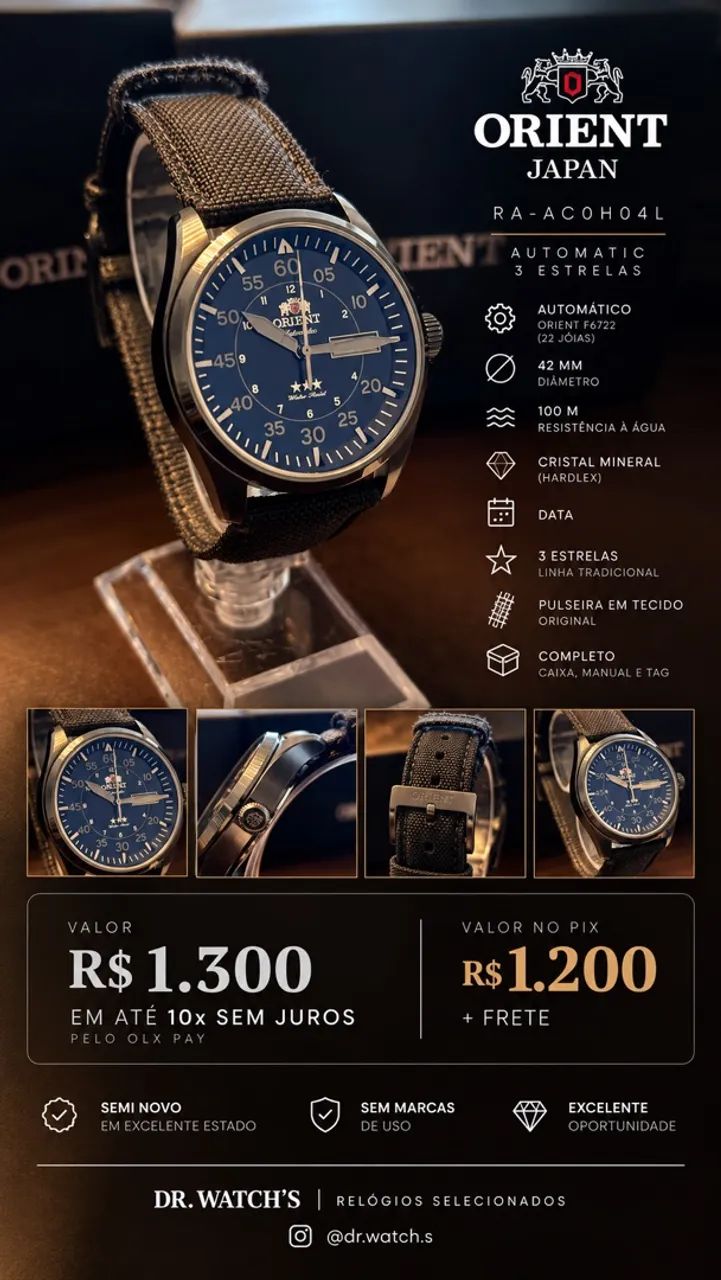 Orient tres estrelas field black 