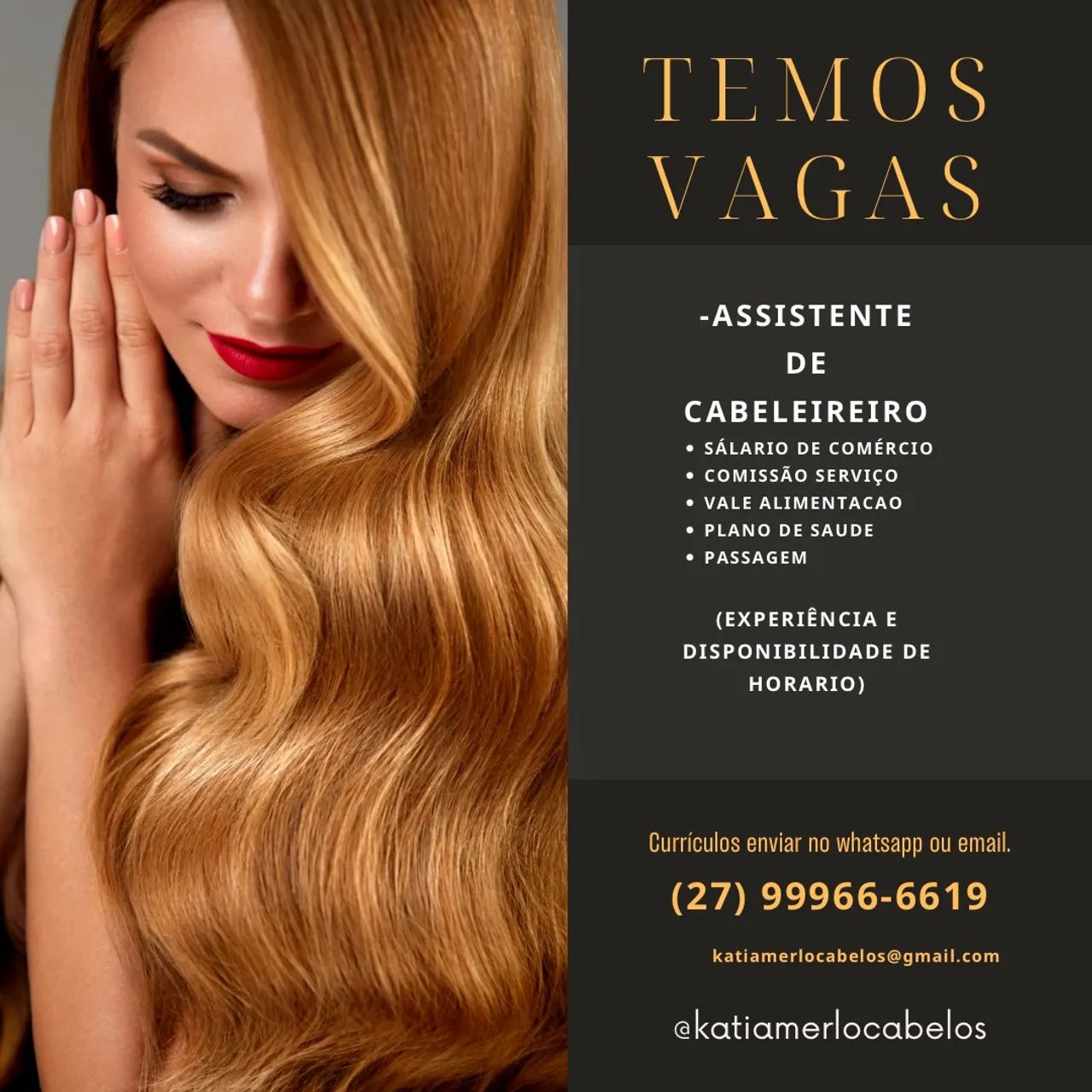 Vaga para assistente de Cabeleireiro
