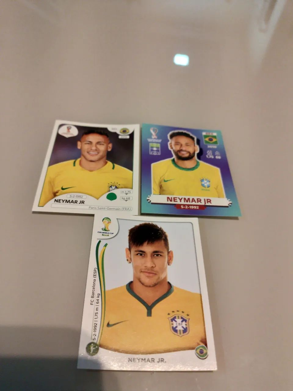 Figurinhas Neymar 2014, 2018, 2022