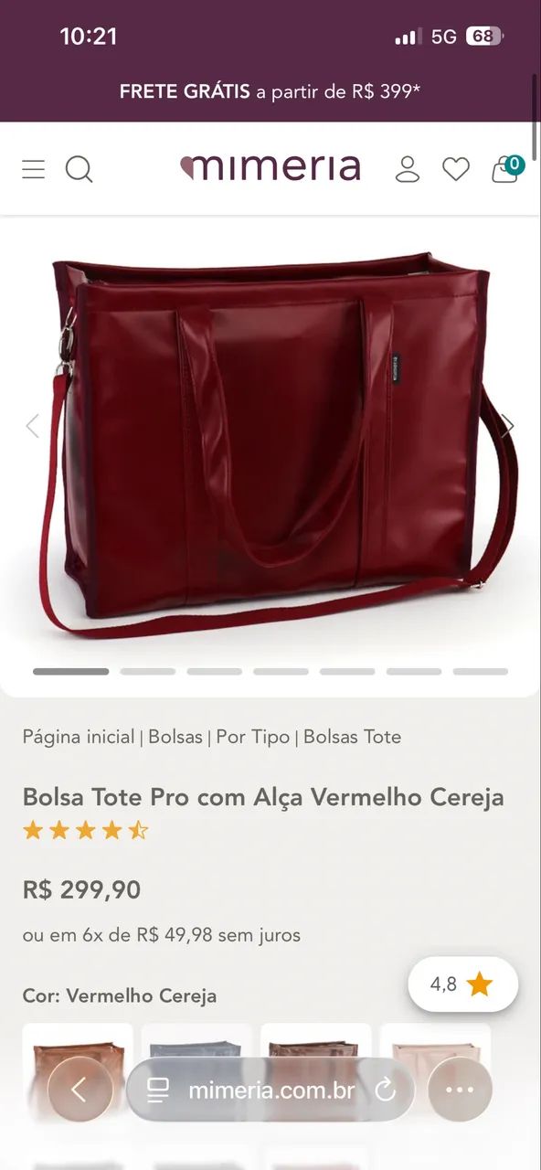 Bolsa Tote Pro vinho MIMERIA  - Foto 2