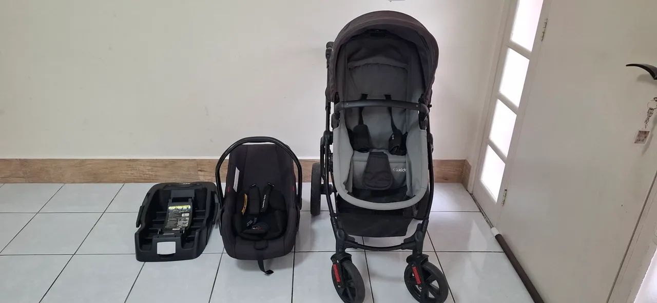 Carrinho bebê Kiddo Zig Zag com Bebe Conforto Casulo e Base