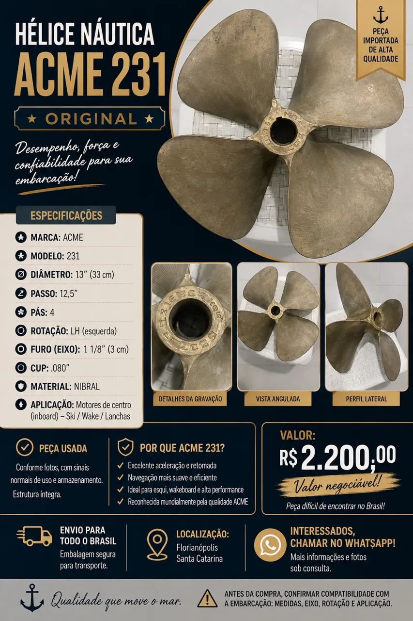 ? HÉLICE NÁUTICA ACME 231 ? 4 PÁS