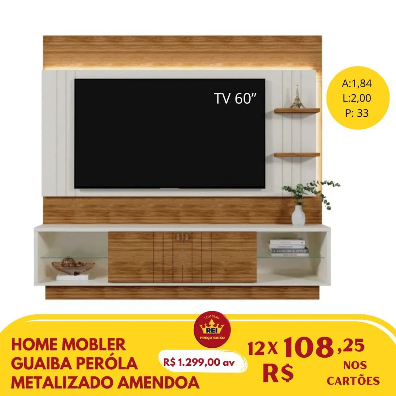 PROMOÇÃO URGENTE - Home Painel + Rack Guaíba para Tvs com até 60 POLEGADAS  - Foto 2