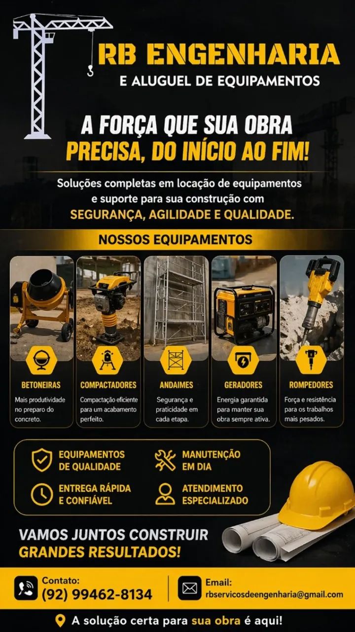 Aluguel  e venda de equipamentos para construção civil