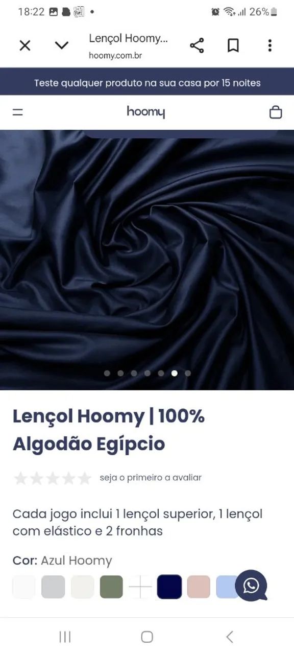 LENÇOL HOOMY 100% ALGODÃO EGÍPCIO  - Foto 3