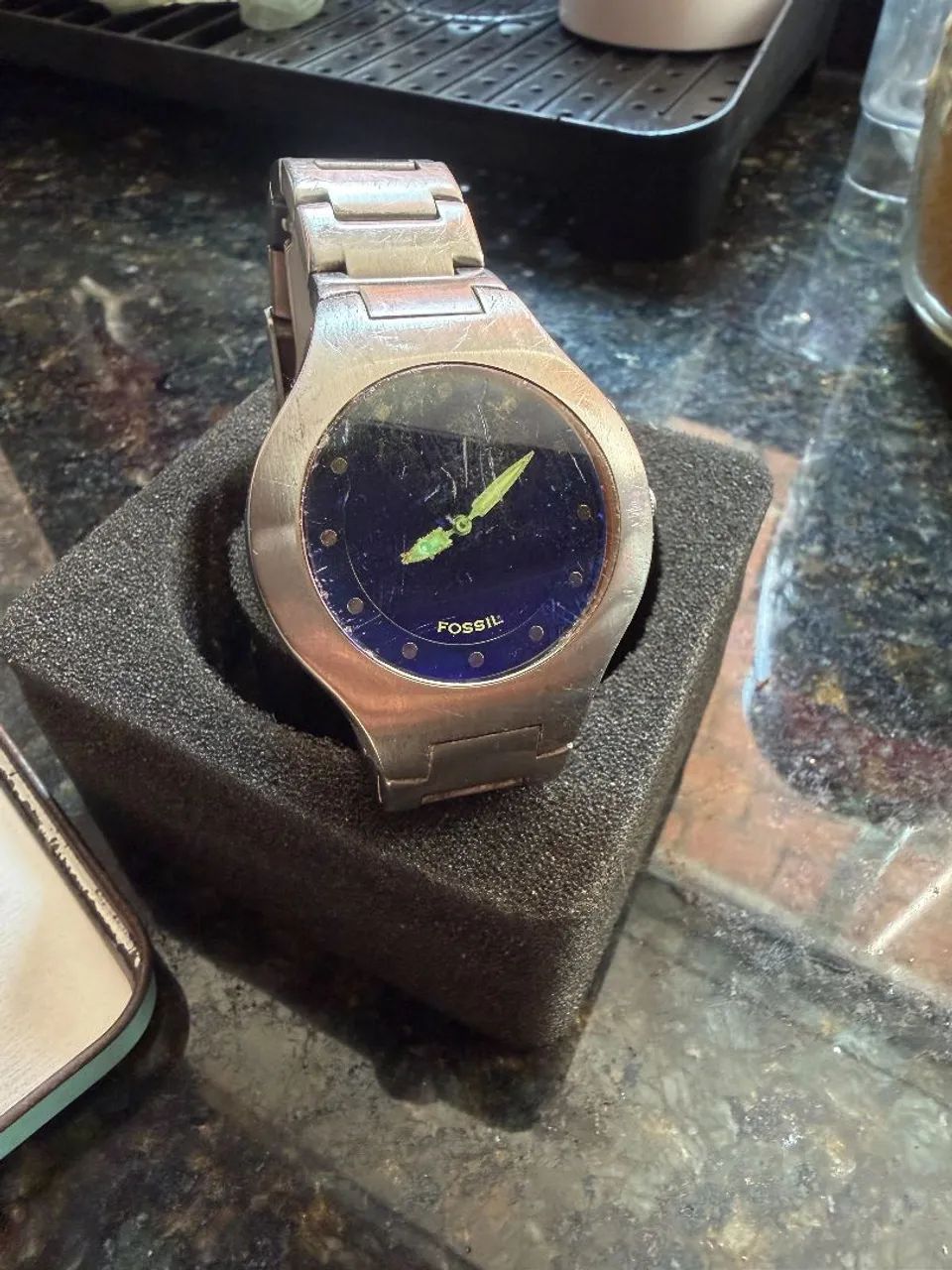 Relógio Fossil Big Tic JR-8052 Vintage Original Azul + Lata