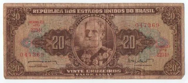 Cédula Antiga de 20 Cruzeiros - Marechal Deodoro da Fonseca