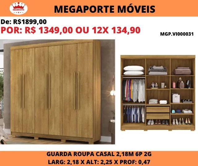 Guarda Roupa Casal Elegance 6P 2G - Foto 2