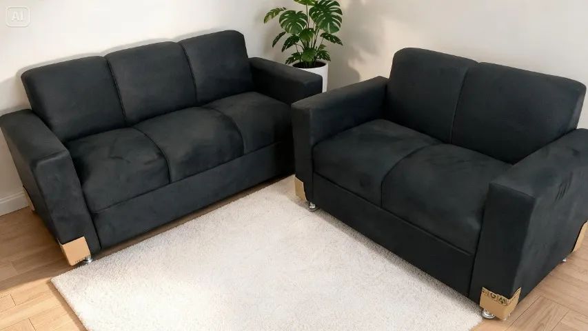 Sofá 2 e 3 Lugares Suede Bege D33 Aconchegante - Foto 3