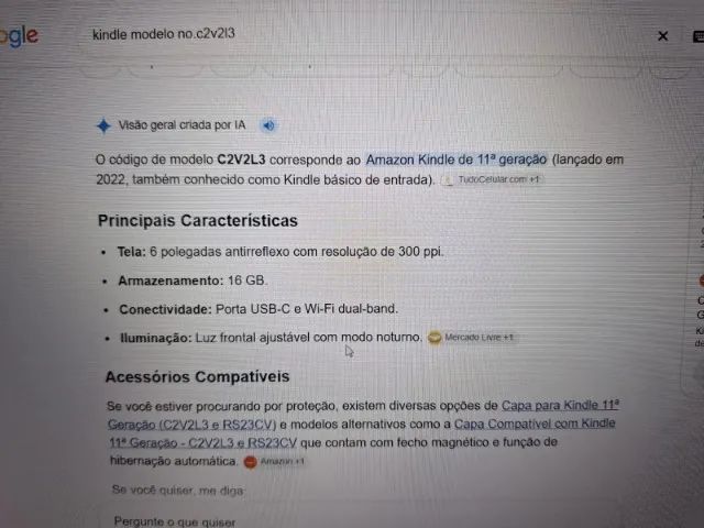 Kindle Amazon modelo C2V2L3  - 11  Geraçâo  - Foto 4