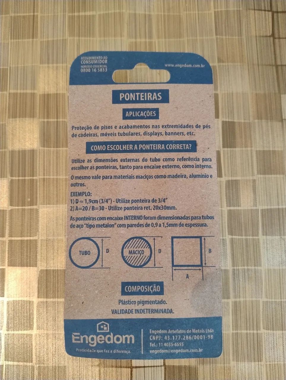 Ponteira redonda interna preta 7/8" Engedom - Foto 2