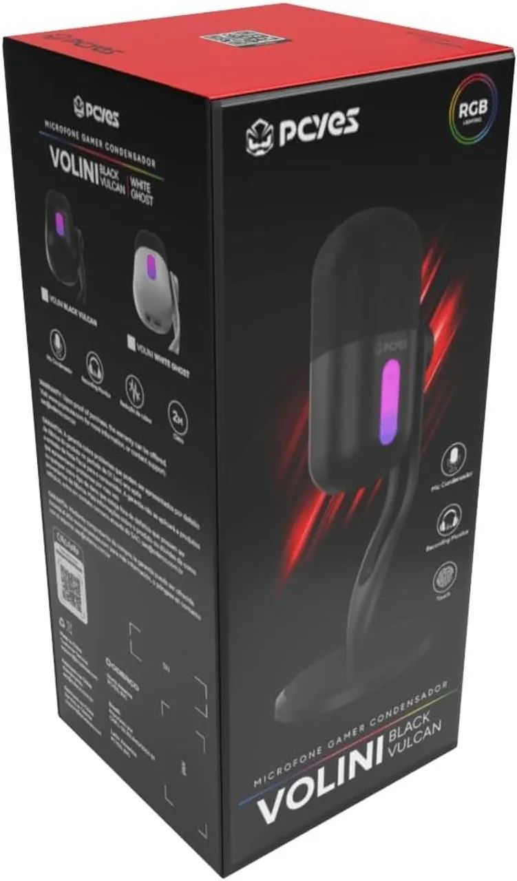 MICROFONE GAMER CONDENSADOR PCYES VOLINI BLACK VULCAN RGB USB - MGVLNBV - Foto 2