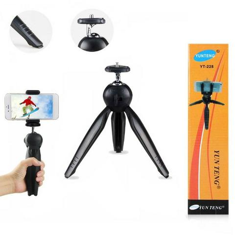 Mini Tripé Monopod Articulado Yunteng YT-228 para Câmera Celular + Brinde Suporte par