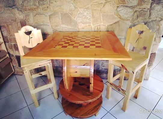 Mesa "Jogo de Damas & Xadrez" - Foto 3