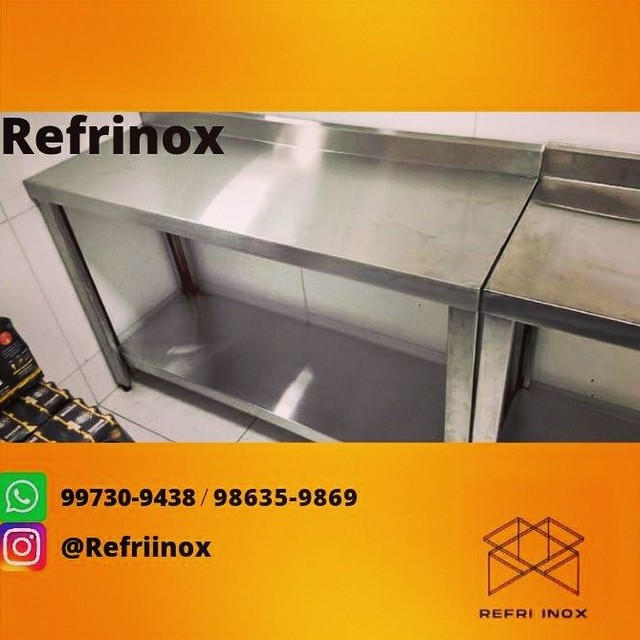 Bancada de inox pia de inox estante de inox coifa de inox  - Foto 2