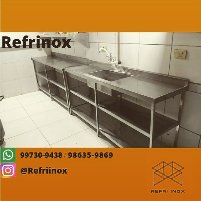Bancada de inox pia de inox estante de inox coifa de inox  - Foto 5