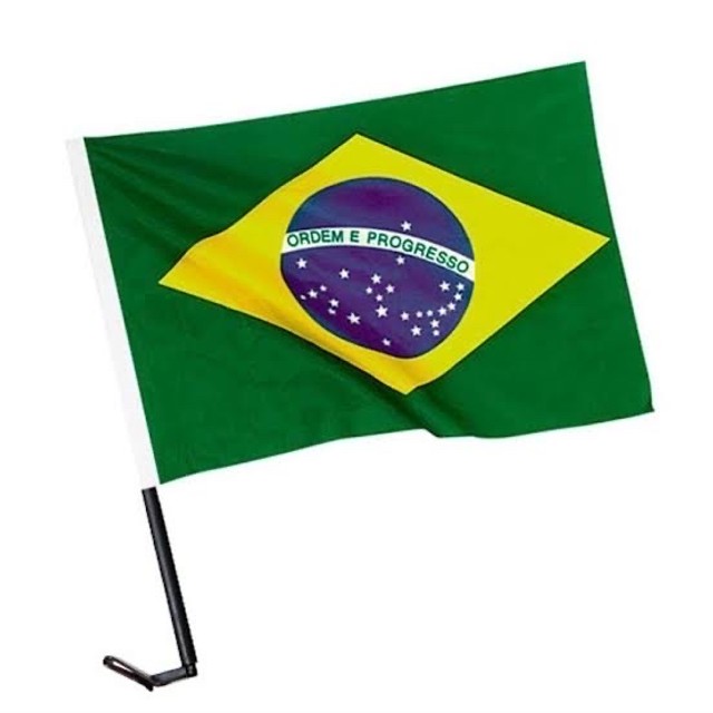 12 unidades - Bandeira do Brasil em tecido para carros
