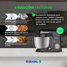 Lacrada Batedeira Planetária Turbo Tigela Inox 4,5L 12Velocidades 3 Batedores 1.000W 220V - Foto 6