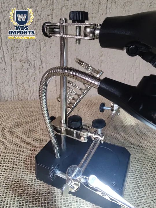 Lupa De Mesa E Bancada Led Luminária Com Clip Eletrônicos - Foto 4