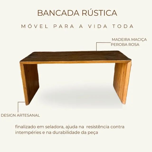 Bancada Rústica madeira maciça 