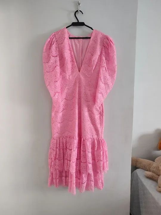 Vestido Rosa De Renda - Foto 5