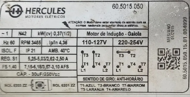 Motor 1/2cv Hércules