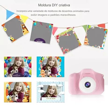 Máquina Fotográfica Infantil Digital Câmera Vídeo Jogo Foto - 1141 - Foto 5
