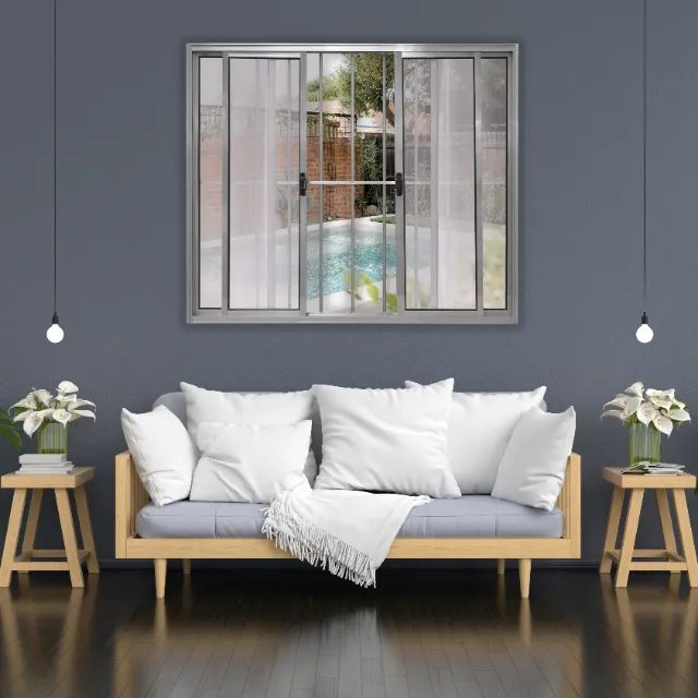 Janela Quatro Folhas de Alumínio Brilhante (Com Grade) - Foto 2