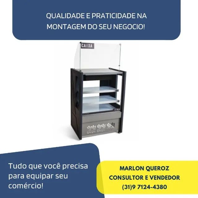 Balcão vitrine caixa Polar 0,80cm Platinum